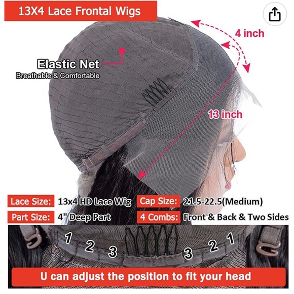 180 Density Body Wave Human Hair 13x4 HD Transparent Lace Frontal - Picture 3 of 5